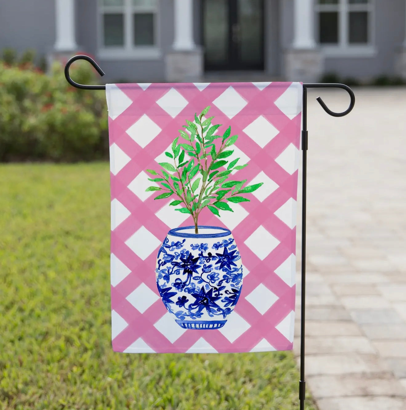 Garden Flag - Blue Floral Pot