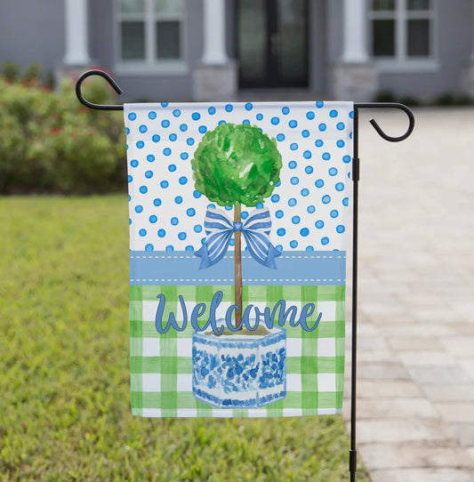 Garden Flag - Welcome Topiary