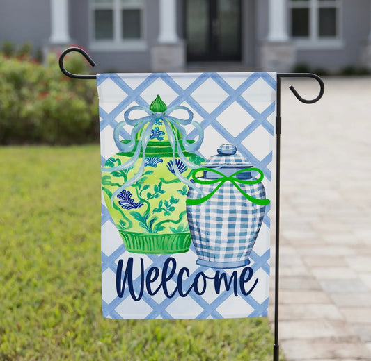 Spring Garden Flag - Green Ginger Jars