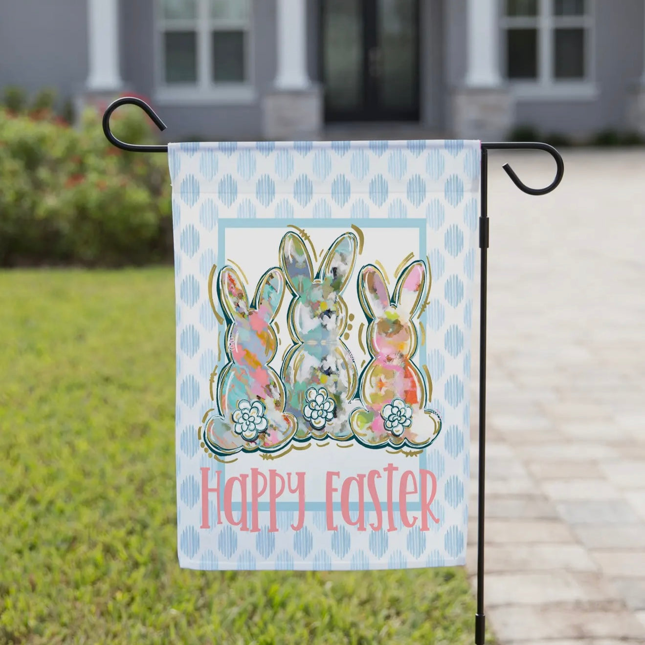 Easter Garden Flag - Chinoiserie Bunnies