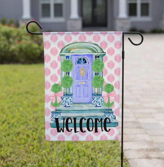 Spring Garden Flag - Purple Door Welcome
