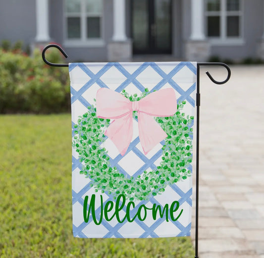 Spring Garden Flag - Greenery Wreath
