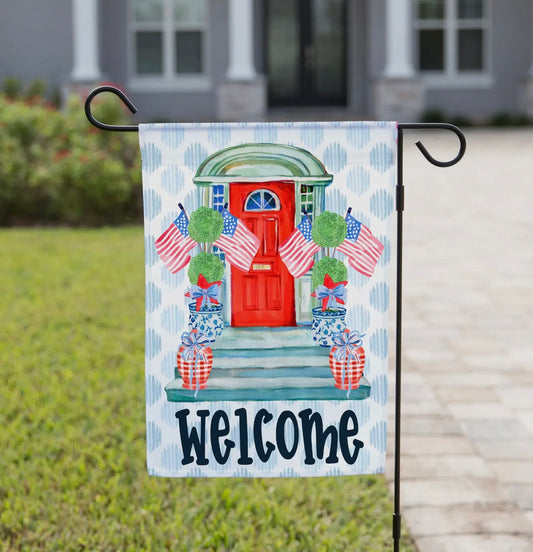 Summer Garden Flag - Welcome Front Door with Flags