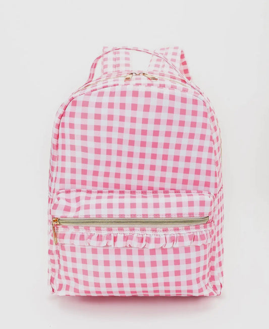 Pink Plaid Ruffle Kids Backpack