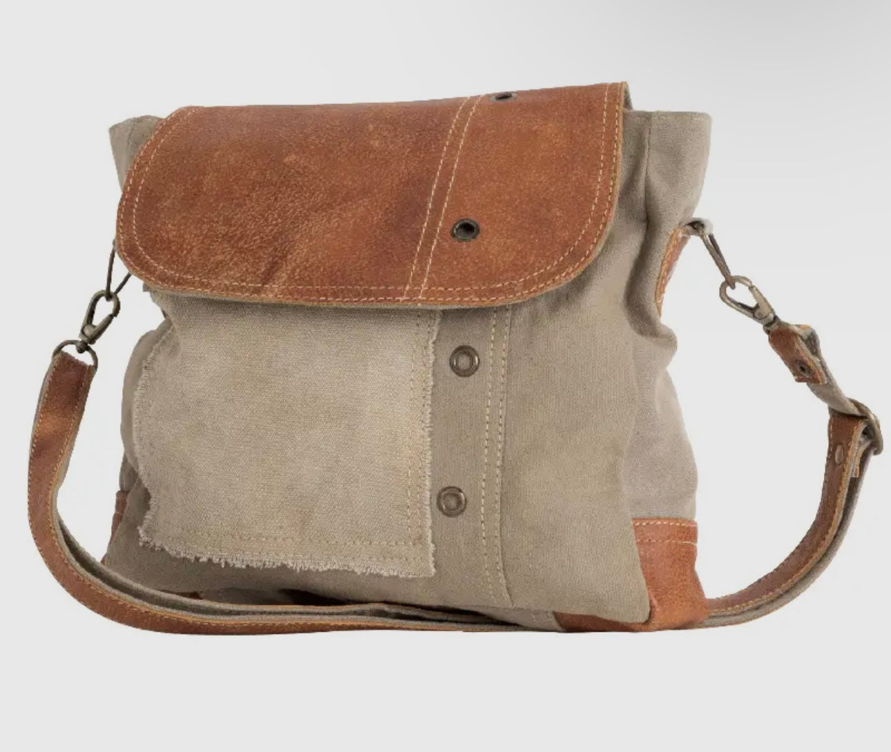 Plain Shoulder Bag with Leather Flap